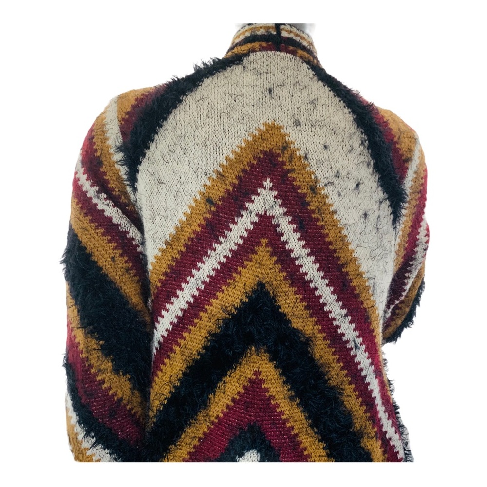 Multi-Material Long Open-Front Sweater - image 2